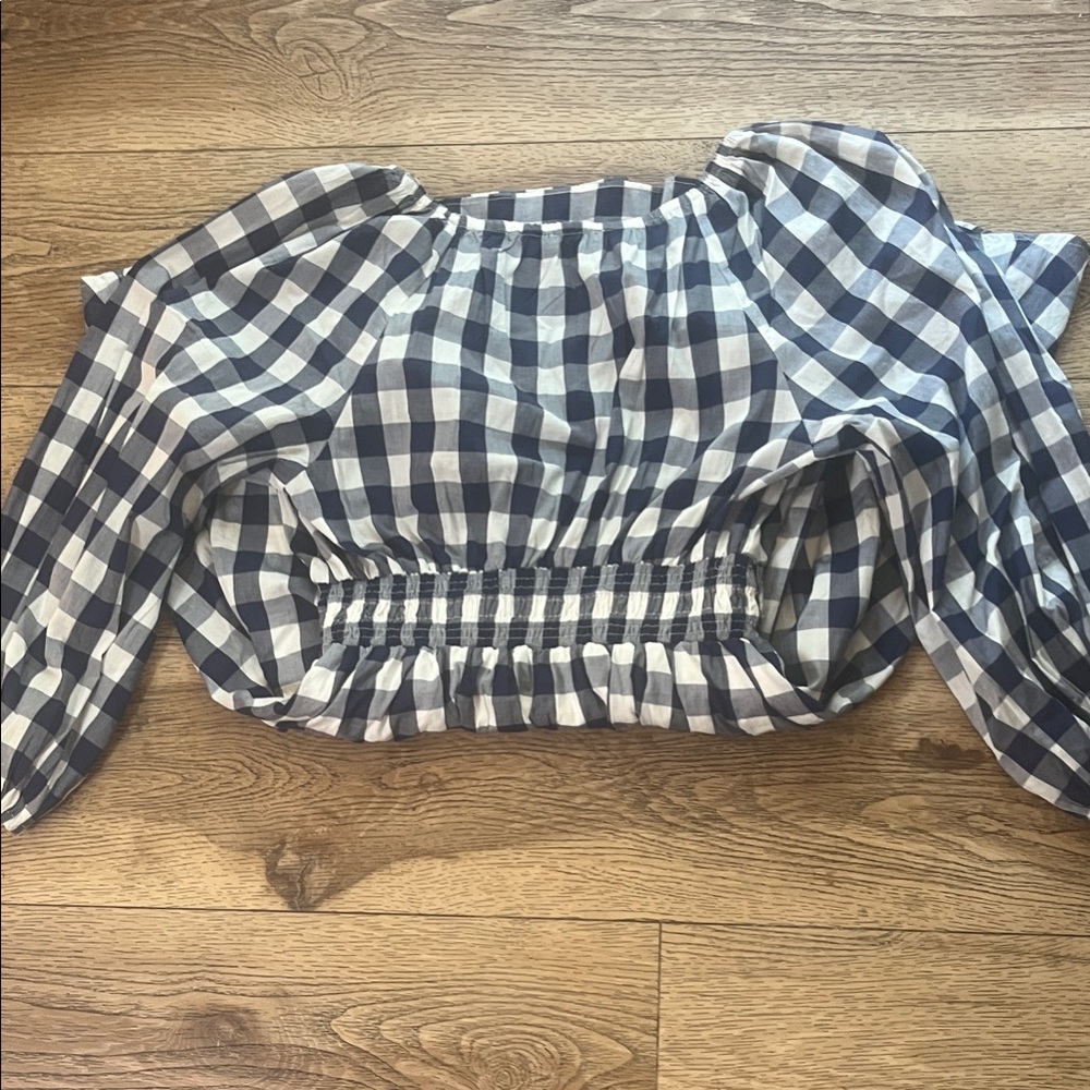 J. Crew Navy and White Plaid Long Sleeve Dress - Picture 3 of 5